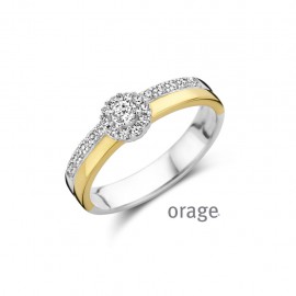 Bague Argent 925/1000 rhodié zircon bicolor jaune (50-62) [AW182]