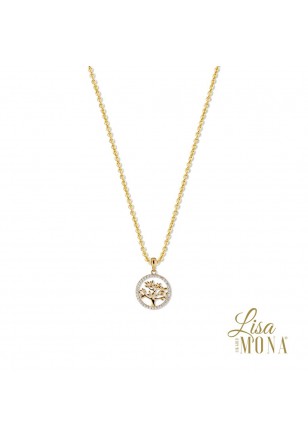 [LMG0661] Collier en or jaune 14K arbre de vie et zircon