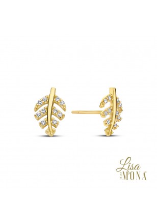[LMG0656] Boucles d'oreilles feuilles et zircon 9mm