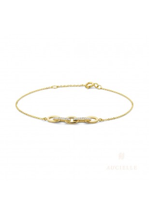 [AA0005C] Bracelet Or Jaune 18K 16+2cm Oxyde de zirconium