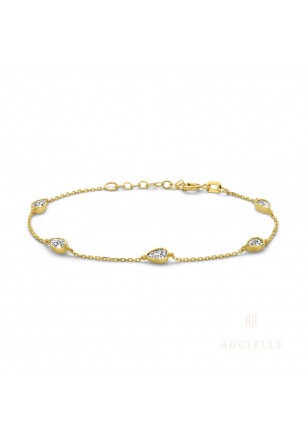 [AA0008C] Bracelet poire Or Jaune 18K 16+2cm Oxyde de zirconium