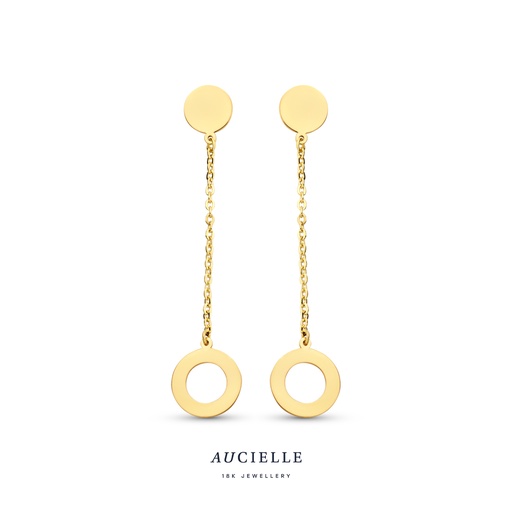 [AE0003B] Boucles d'oreilles Or Jaune 18K pendantes rond