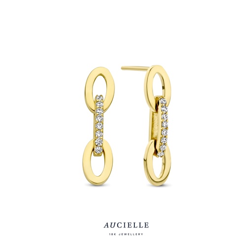 [AE0004C] Boucles d'oreilles Or Jaune 18K pendantes Oxyde de zirconium