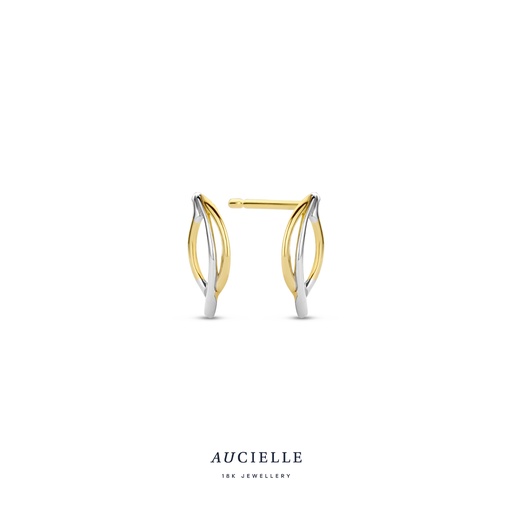[AE0028L] Boucles d'oreilles feuille Or bicolore