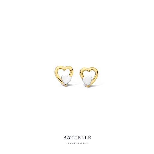 [AE0076L] Boucles d'oreilles coeur Or bicolore