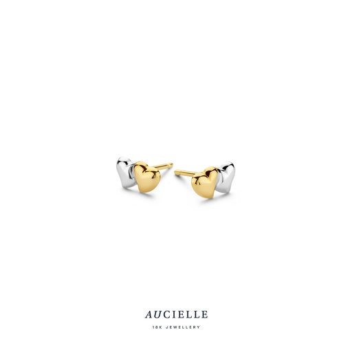 [AE0077L] Boucles d'oreilles Or coeurs bicolore