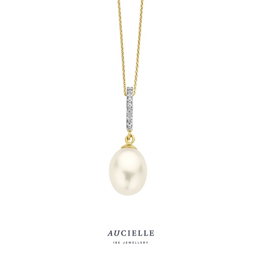 [AH0006C] Pendentif Or Jaune 18K Perle et Oxyde de zirconium