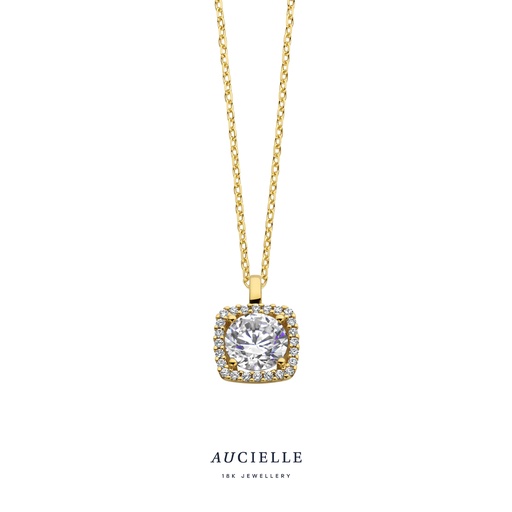 [AH0016C] Pendentif pavé carré Or Jaune 18K & Oxyde de zirconium