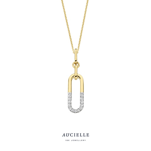 [AH0027D] Pendentif trombone pavé en Or Jaune 18K et diamants de 0.065ct