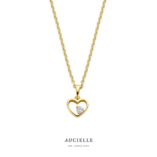 [AH0037C] Pendentif coeur Or Jaune 18K Oxyde de zirconium