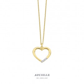 [AH0039D] Pendentif Or Jaune 18K coeur avec diamant de 0.025ct