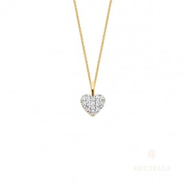 [AH0045C] Pendentif Or Jaune 18K coeur Oxyde de zirconium