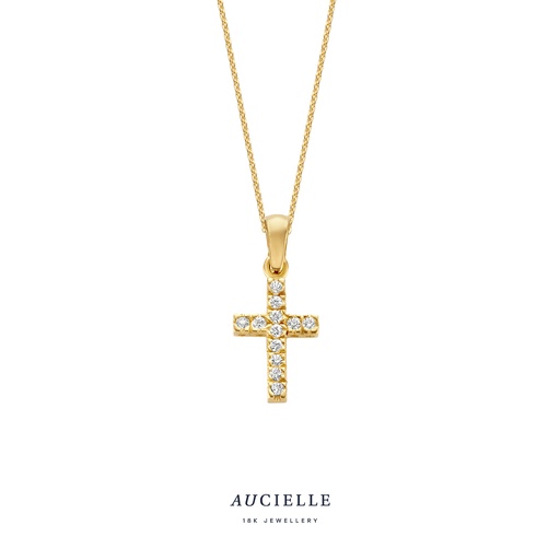 [AH0056C] Pendentif Or Jaune 18K croix Oxyde de zirconium