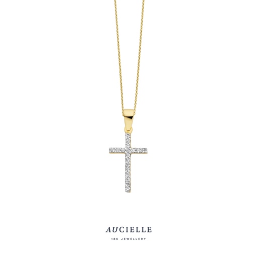 [AH0058C] Pendentif Or Jaune 18K croix Oxyde de zirconium