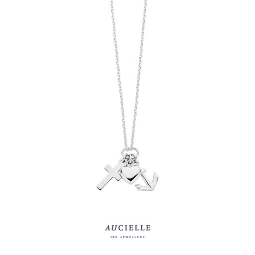 [AH0065V] Pendentif Or Blanc 18K foi, espoir, amour small