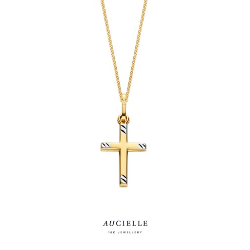 [AH0076L] Pendentif Or bicolore croix 14,5 x 10 mm