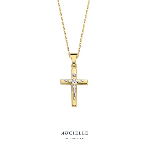 [AH0080L] Pendentif Or bicolore croix Jésus