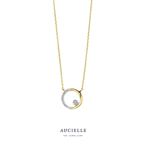 [AK0015D] Collier Or Jaune 18K Cercle et diamants de 0.040ct 45cm