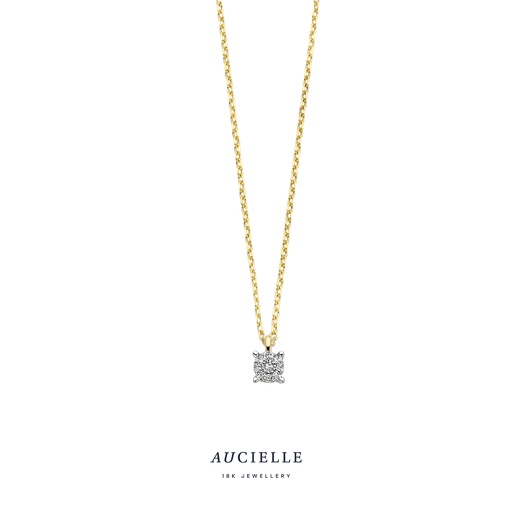 [AK0018D] Collier Or Jaune 18K et diamant de 0.02ct - 45cm