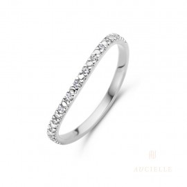 Bague alliance courbée Or Blanc 18K Oxyde de zirconium (52-54) [AR0014W]