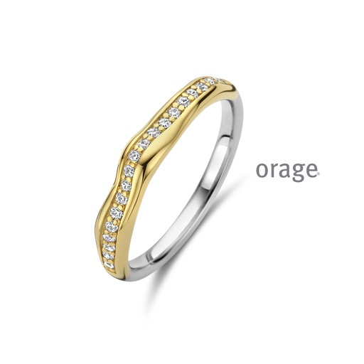 Bague bicolore jaune Argent rhodié 925/1000 Oxyde de zirconium (BA011) (50-58)