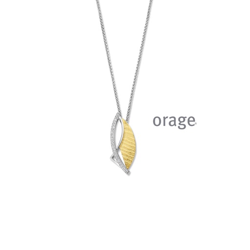 [BA076] Collier bicolore en Argent rhodié 925/1000, plaqué or et Oxyde de zirconium 45cm (BA076)