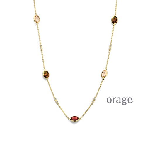 [BA101] Collier plaqué or & Oxyde de zirconium multicolores 45cm(BA101)