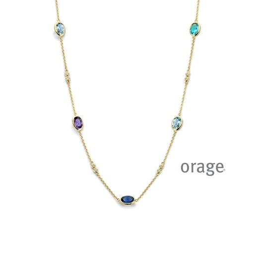 [BA125] Collier plaqué or & Oxyde de zirconium multicolore 45cm (BA125)