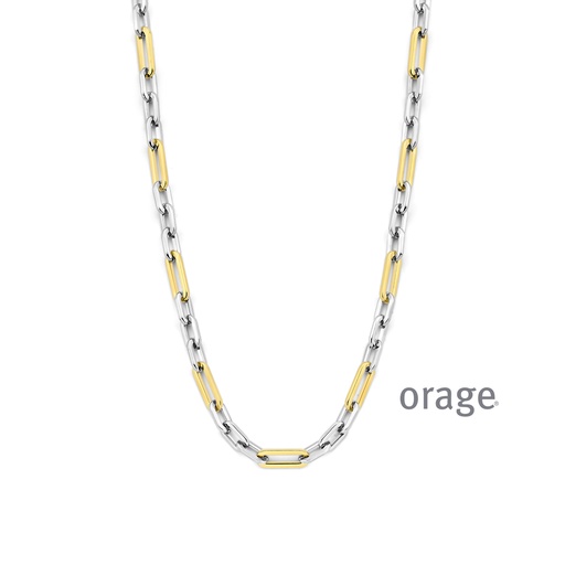 [BA151] Collier "forçat allongé" en acier bicolore 45cm (BA151)