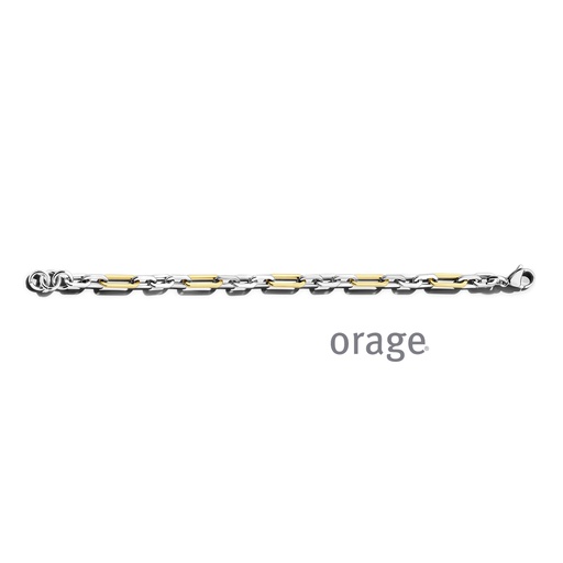 [BA152] Bracelet "forçat allongé" en acier bicolore  21cm (BA152)