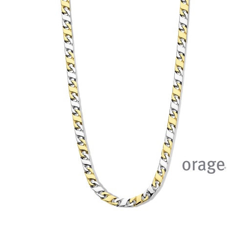 [BA188] Collier pour hommes en acier inoxydable bicolore jaune/gris 55cm (BA188)