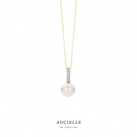 [AH0110C] Pendentif en Or Jaune 18K, perle de culture et Oxyde de Zirconium