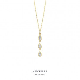 [AH0127C] Pendentif trio poire en Or Jaune 18K et Oxyde de Zirconium