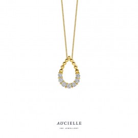 [AH0134C] Pendentif poire en Or Jaune 18K et Oxyde de Zirconium