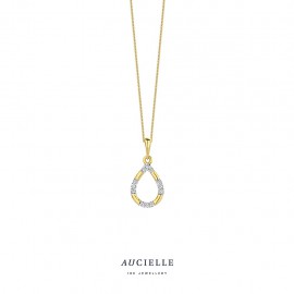 [AH0144D] Pendentif poire en Or Jaune 18K et diamant 0.030ct