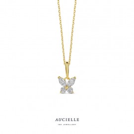 [AH0156C] Pendentif papillon en Or Jaune 18K et Oxyde de Zirconium.