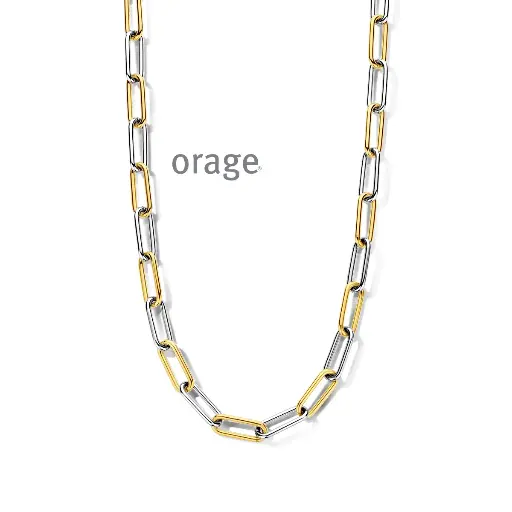 [BA250] Collier acier bicolore jaune et gris 46cm (BA250)