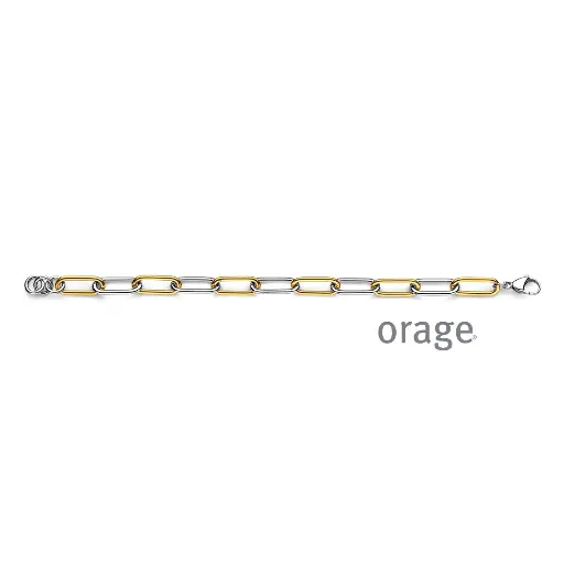 [BA251] Bracelet acier bicolore jaune et gris 21cm (BA251)