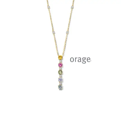 [BA270] Collier plaqué or et oxydes de zirconium multicolores 45cm (BA270)