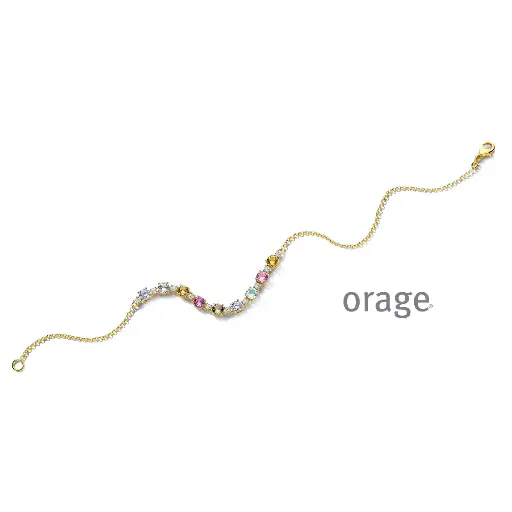 [BA271] Bracelet plaqué or et oxydes de zirconium multicolores 19cm (BA271)