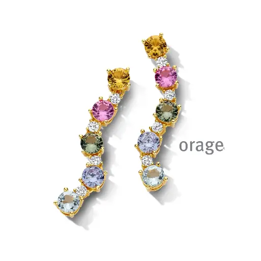 [BA273] Boucles d'oreilles plaqué or et oxydes de zirconium multicolores (BA273)