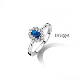 [as432] Bague entourage bleue mini en argent rhodié 925/1000 (46-56) (AS432) 